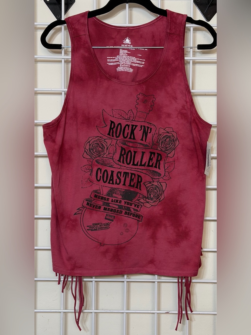 Disney Rock 'n' Roller Coaster Red Sleeveless Tank Top Adult Size M New with Tag